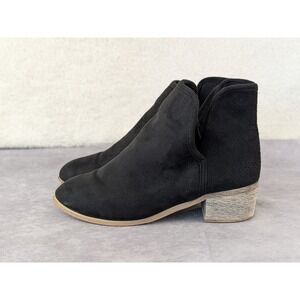 Seven7 Soho Boot 2066 Black Faux Suede Split Shaft Ankle Booties Womens 8.5